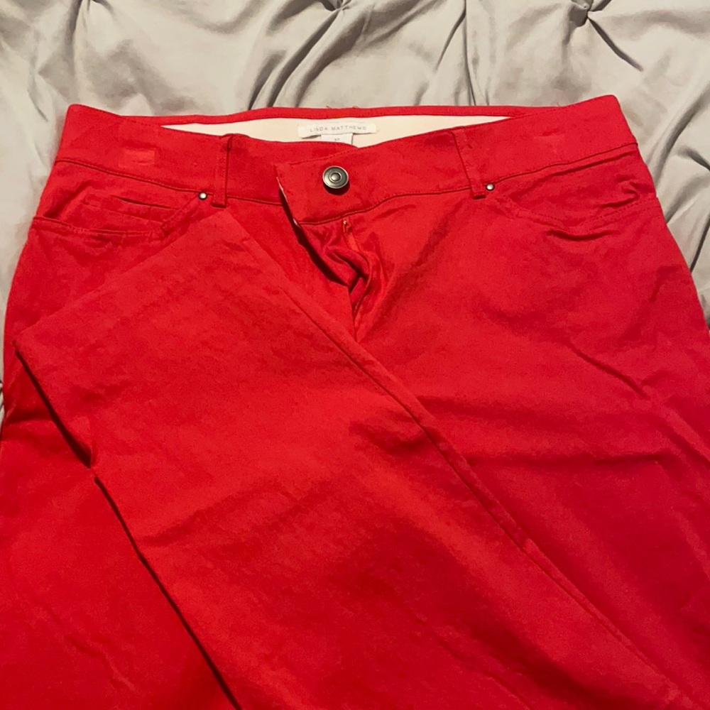 Red skinny jeans